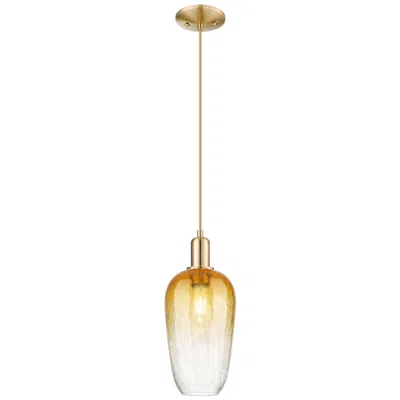 Innovations Lighting Downtown Brookhaven Flute 7"w Cord Bronze Mini Pendant W/ Amber Shade
