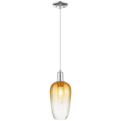 Innovations Lighting Downtown Brookhaven Flute 7"w Cord Nickel Mini Pendant W/ Amber Shade