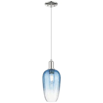 Innovations Lighting Downtown Brookhaven Flute 7"w Cord Nickel Pendant W/ Sapphire Shade
