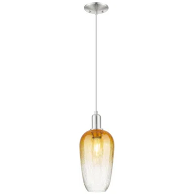 Innovations Lighting Downtown Brookhaven Flute 7"w Cord Satin Nickel Pendant W/ Amber Shade In Neutral