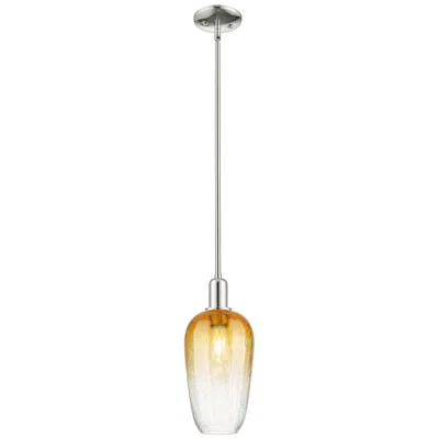 Innovations Lighting Downtown Brookhaven Flute 7"w Nickel Mini Pendant W/ Amber Shade