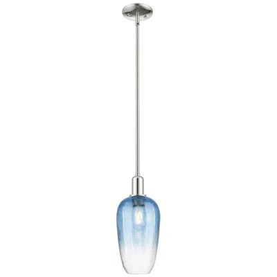 Innovations Lighting Downtown Brookhaven Flute 7"w Nickel Mini Pendant W/ Sapphire Shade