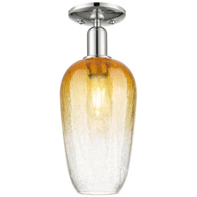 Innovations Lighting Downtown Brookhaven Flute 7"w Nickel Semi Flush Mount W/ Amber Shade