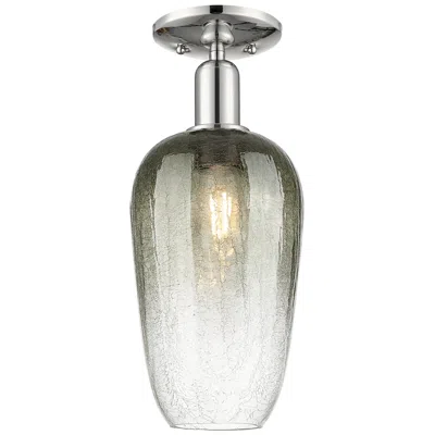 Innovations Lighting Downtown Brookhaven Flute 7"w Nickel Semi Flush Mount W/ Slate Shade