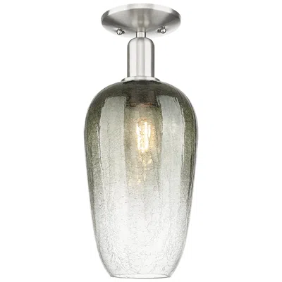 Innovations Lighting Downtown Brookhaven Flute 7"w Satin Nickel Semi-flush W/ Slate Shade