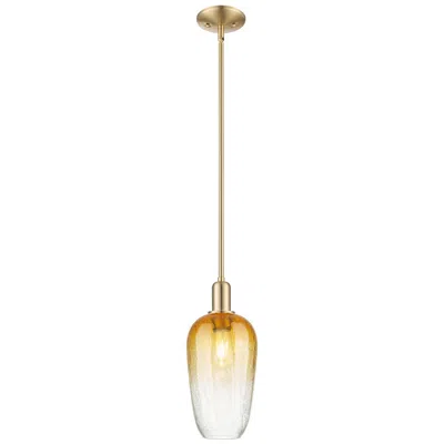 Innovations Lighting Downtown Brookhaven Flute 7"w Stem Bronze Mini Pendant W/ Amber Shade