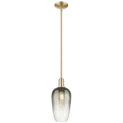 Innovations Lighting Downtown Brookhaven Flute 7"w Stem Bronze Mini Pendant W/ Slate Shade In Gold