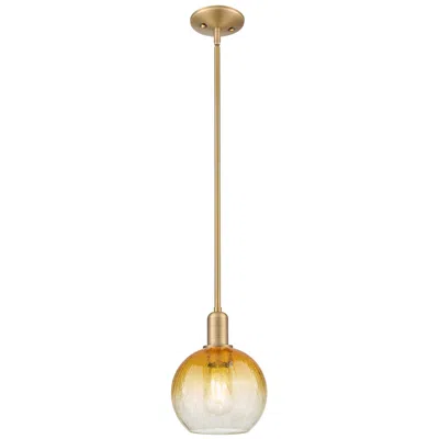 Innovations Lighting Downtown Brookhaven Globe 8"w Brass Mini Pendant W/ Amber Shade In Gold