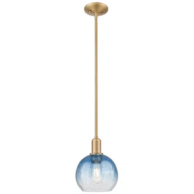 Innovations Lighting Downtown Brookhaven Globe 8"w Brass Mini Pendant W/ Sapphire Shade