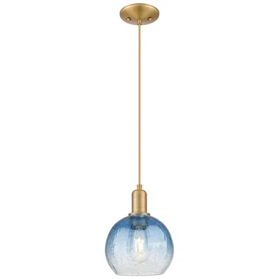 Innovations Lighting Downtown Brookhaven Globe 8"w Cord Brass Pendant W/ Sapphire Shade