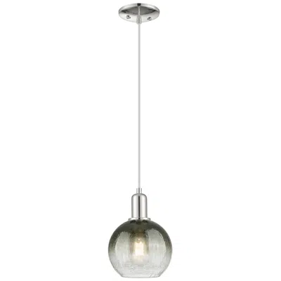 Innovations Lighting Downtown Brookhaven Globe 8"w Cord Nickel Mini Pendant W/ Slate Shade