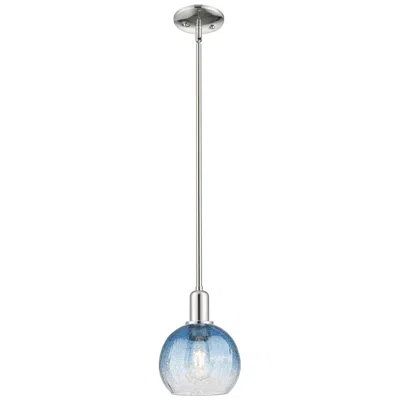 Innovations Lighting Downtown Brookhaven Globe 8"w Nickel Mini Pendant W/ Sapphire Shade