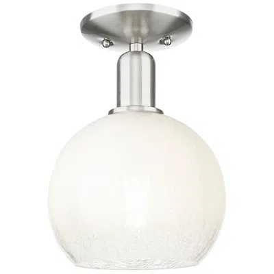 Innovations Lighting Downtown Brookhaven Globe 8"w Satin Nickel Semi-flush W/ Opal Shade