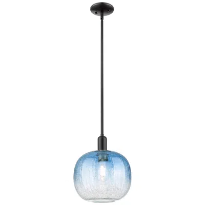 Innovations Lighting Downtown Brookhaven Sphere 10"w Black Mini Pendant W/ Sapphire Shade
