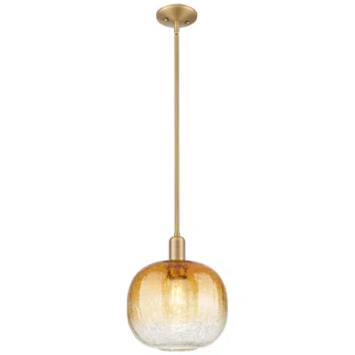 Innovations Lighting Downtown Brookhaven Sphere 10"w Brass Mini Pendant W/ Amber Shade