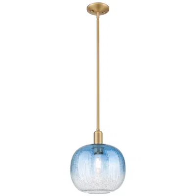 Innovations Lighting Downtown Brookhaven Sphere 10"w Brass Mini Pendant W/ Sapphire Shade In Gold