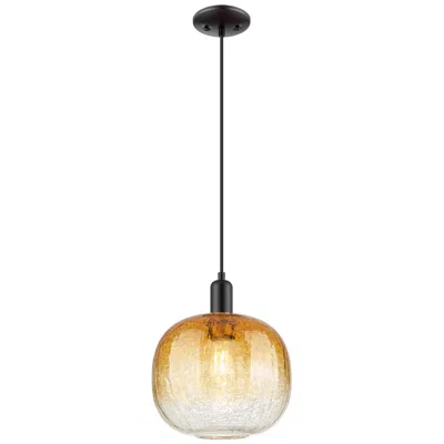 Innovations Lighting Downtown Brookhaven Sphere 10"w Cord Black Mini Pendant W/ Amber Shade