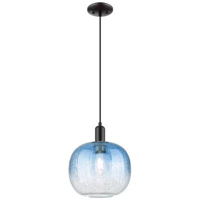 Innovations Lighting Downtown Brookhaven Sphere 10"w Cord Black Pendant W/ Sapphire Shade In Blue