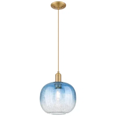 Innovations Lighting Downtown Brookhaven Sphere 10"w Cord Brass Pendant W/ Sapphire Shade
