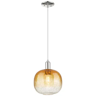 Innovations Lighting Downtown Brookhaven Sphere 10"w Cord Nickel Pendant W/ Amber Shade