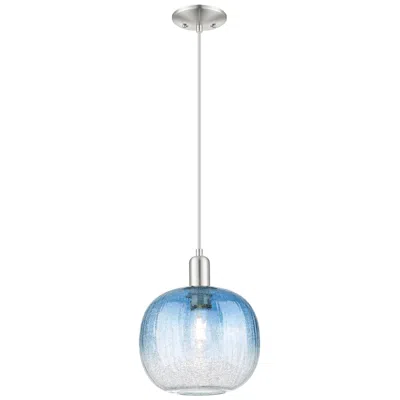 Innovations Lighting Downtown Brookhaven Sphere 10"w Cord Satin Nickel Pendant W/ Sapphire Shade In Silver