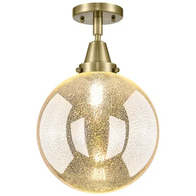 Innovations Lighting Downtown Caden Beacon 10"w Antique Brass Flush Mount W/ Mercury Shade