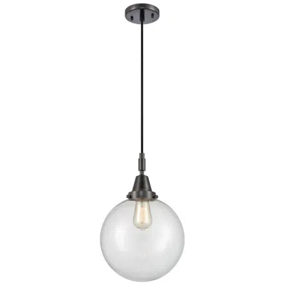 Innovations Lighting Downtown Caden Beacon 10"w Cord Black Mini Pendant W/ Clear Shade