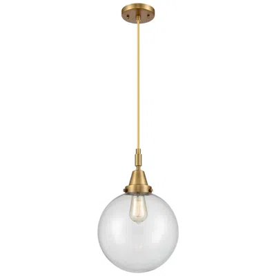 Innovations Lighting Downtown Caden Beacon 10"w Cord Brass Mini Pendant W/ Clear Shade In Gold