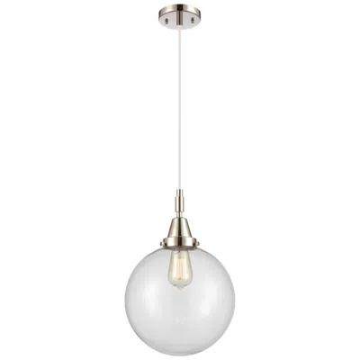 Innovations Lighting Downtown Caden Beacon 10"w Cord Nickel Mini Pendant W/ Clear Shade In White