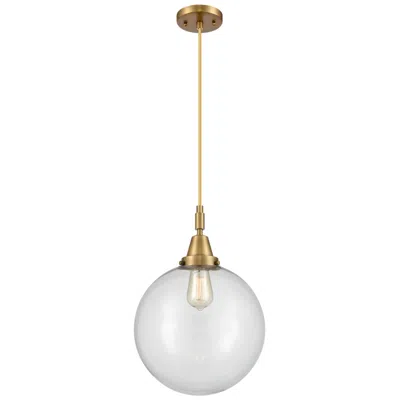 Innovations Lighting Downtown Caden Beacon 12"w Cord Brass Mini Pendant W/ Clear Shade