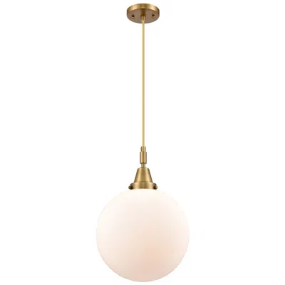 Innovations Lighting Downtown Caden Beacon 12"w Cord Brass Mini Pendant W/ White Shade