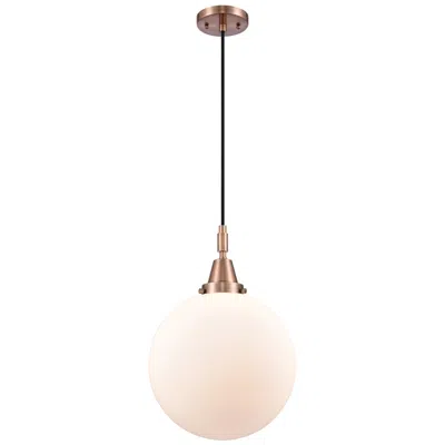 Innovations Lighting Downtown Caden Beacon 12"w Cord Copper Mini Pendant W/ White Shade