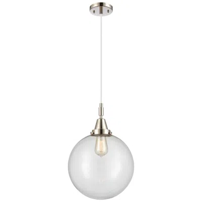 Innovations Lighting Downtown Caden Beacon 12"w Cord Nickel Mini Pendant W/ Clear Shade In Silver