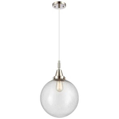 Innovations Lighting Downtown Caden Beacon 12"w Cord Nickel Mini Pendant W/ Seedy Shade In White
