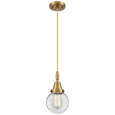 Innovations Lighting Downtown Caden Beacon 6"w Cord Brass Mini Pendant W/ Clear Shade