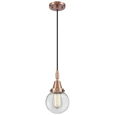 Innovations Lighting Downtown Caden Beacon 6"w Cord Copper Mini Pendant W/ Clear Shade