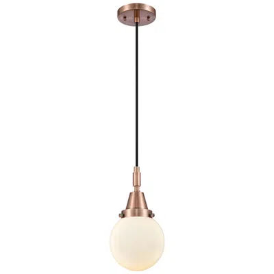 Innovations Lighting Downtown Caden Beacon 6"w Cord Copper Mini Pendant W/ White Shade
