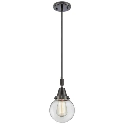 Innovations Lighting Downtown Caden Beacon 6"w Cord Matte Black Mini Pendant W/ Clear Shade