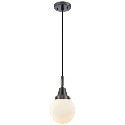 Innovations Lighting Downtown Caden Beacon 6"w Cord Matte Black Mini Pendant W/ White Shade