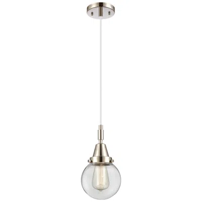 Innovations Lighting Downtown Caden Beacon 6"w Cord Nickel Mini Pendant W/ Clear Shade In Silver