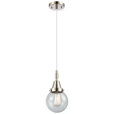 Innovations Lighting Downtown Caden Beacon 6"w Cord Nickel Mini Pendant W/ Seedy Shade In Silver