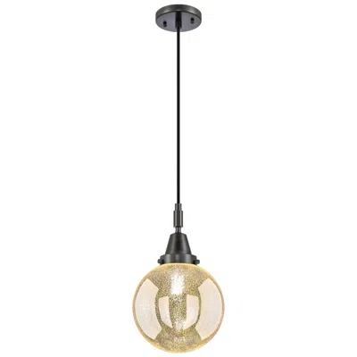 Innovations Lighting Downtown Caden Beacon 8"w Cord Black Mini Pendant W/ Mercury Shade In Gold