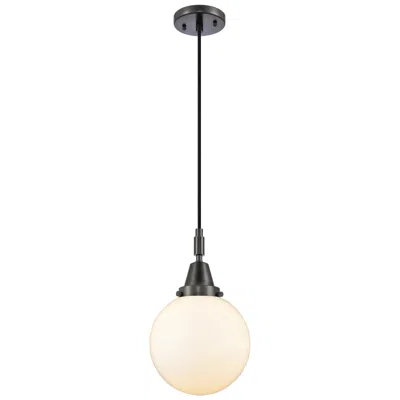 Innovations Lighting Downtown Caden Beacon 8"w Cord Matte Black Mini Pendant W/ White Shade
