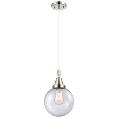 Innovations Lighting Downtown Caden Beacon 8"w Cord Nickel Mini Pendant W/ Seedy Shade In Multi