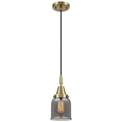 Innovations Lighting Downtown Caden Bell 5"w Cord Antique Brass Pendant W/ Light Smoke Shade