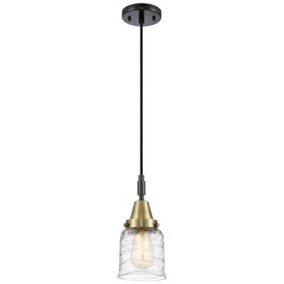 Innovations Lighting Downtown Caden Bell 5"w Cord Black Brass Pendant W/ Clear Swirl Shade