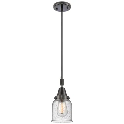Innovations Lighting Downtown Caden Bell 5"w Cord Matte Black Mini Pendant W/ Seedy Shade