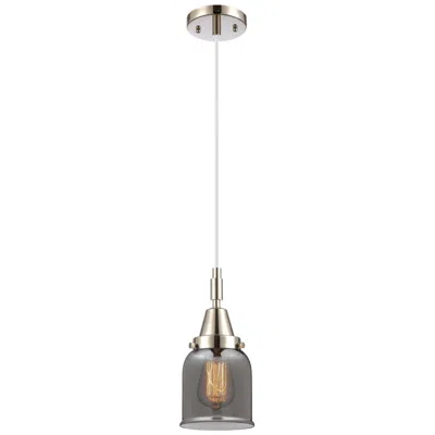 Innovations Lighting Downtown Caden Bell 5"w Cord Nickel Mini Pendant W/ Light Smoke Shade In Silver
