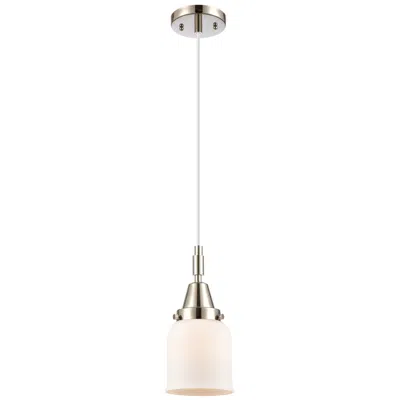 Innovations Lighting Downtown Caden Bell 5"w Cord Nickel Mini Pendant W/ White Shade In Silver
