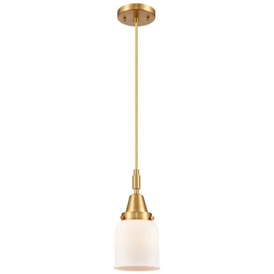 Innovations Lighting Downtown Caden Bell 5"w Cord Satin Gold Mini Pendant W/ White Shade